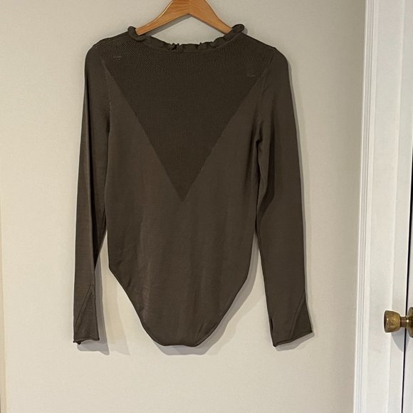 Free People Intimately Free Ruffle Long Sleeve Bodysuit NWT Moss Size Medium - Picture 7 of 8